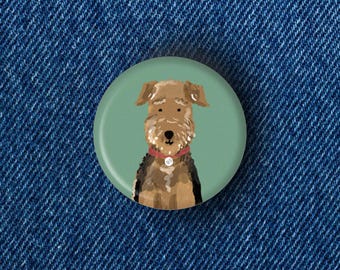 Airedale Terrier Pin Badge | Size: 3.2cm approx. Individually handmade