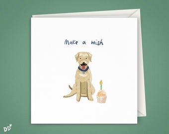 Labrador Retriever 'Make a Wish' Greetings Card | 5"x5" Square 300gsm Card