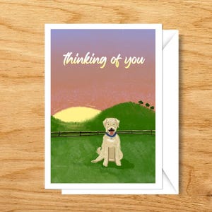 Golden Retriever « Je pense à vous » | Carte de voeux A6