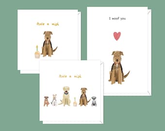 Dog Lover Greetings Card Bundle: Terrier & Retriever Art, 300gsm
