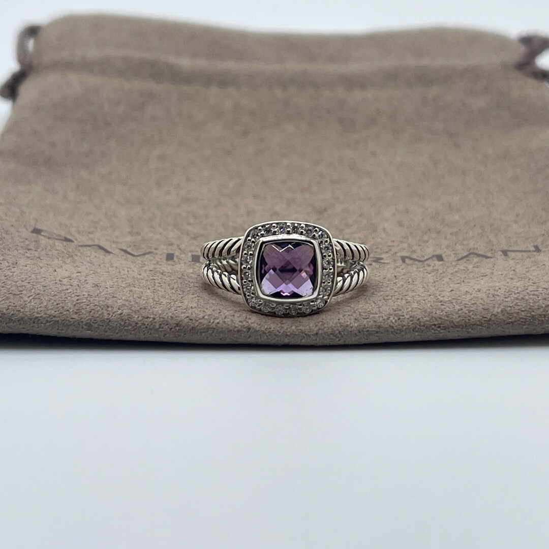 David Yurman Petite Albion Ring With Amethyst and Diamonds Size 6 - Etsy