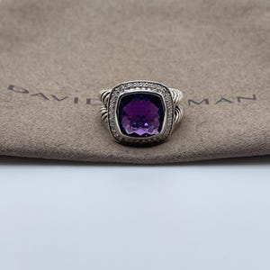 David Yurman 11mm Albion Ring with Amethyst and Diamonds Size 8