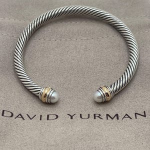 David Yurman Cable Classics Bracelet torsadé en perles et or 14 carats de 5 mm