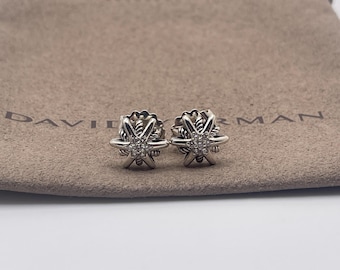 Pendientes de plata de ley David Yurman con diamantes de 10 mm y forma de estrella