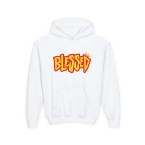Youth Blessed Hoodie, Cozy Hooded Sweatshirt, Kids Streetwear, Birthday Gift, Back to School, Holiday Apparel
