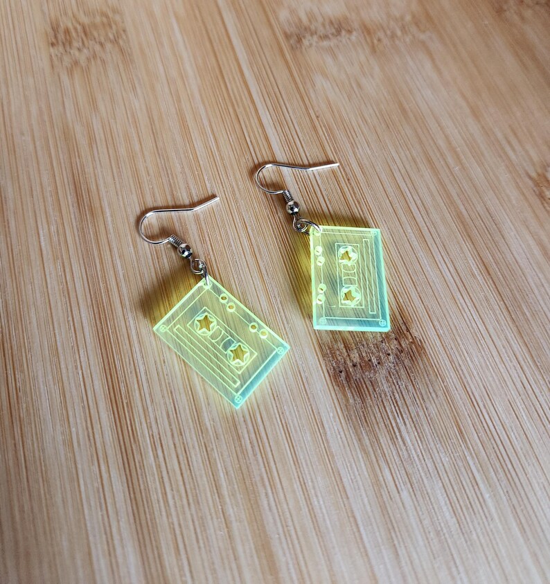 Retro Cassette Tape Dangling Earrings, nickel free, long or short bild 9