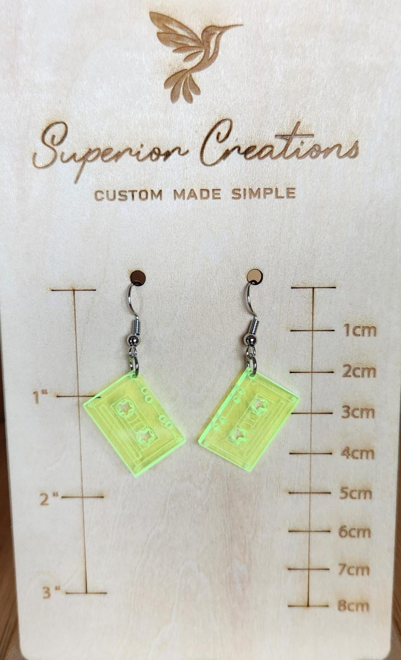 Retro Cassette Tape Dangling Earrings, nickel free, long or short bild 7