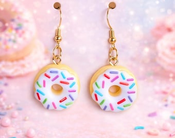 Colorful Donut Dangle Earrings, playful,  nickel free