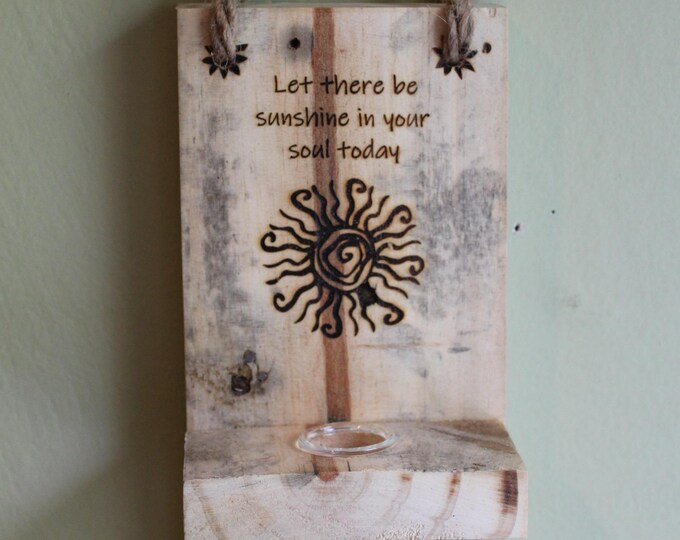 Reclaimed Wood Garden Tube Hanger - Propagation Station Custom Sign - Let there be Sunshine in your Soul Inspirational Vase - Super Cute!