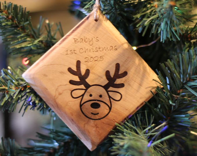 Handcrafted Music and Band Ornaments, Wood Slice Tree Decorations, Natural Pine, Dolphin Bear Cat Unicorn Cow Designs, Rustic Holiday Decor