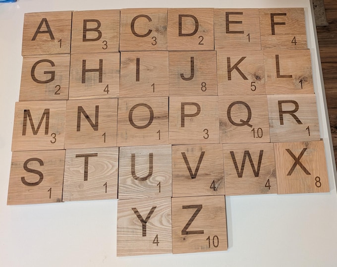 Handcrafted Scrabble Style Wood Slice Decorations, Natural Pine, Reclaimed Rescued, Choose your letters, Alphabet blocks, 4 x 4, Super cute!