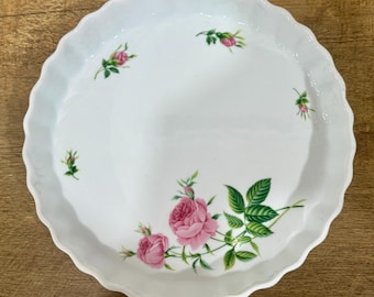 Vintage Christineholm Porcelain Pie/tart/quiche Dish With Pink