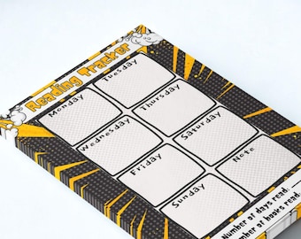 Pop Art Themed Weekly Reading Tracker Sticky Note Pads, Bookish Organizer, Reading Journal Stationary, Gift for Students, Book Lover Post-it