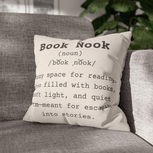Book Nook Pillowcase, Reading Decor, Library Cushion, Throw Pillow, Book Lover Decor, Perfect Reader Gift, Cozy Home Library Decor
