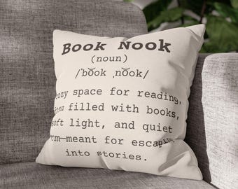 Book Nook Pillowcase, Reading Decor, Library Cushion, Throw Pillow, Book Lover Decor, Perfect Reader Gift, Cozy Home Library Decor
