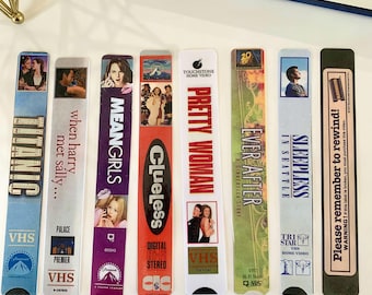 Retro VHS Bookmark Set – Romance & Comedy Classics | Reto Movie Themed Bookmarks, Rom Com Bookmarks, Perfect for Book Lovers and Book Clubs