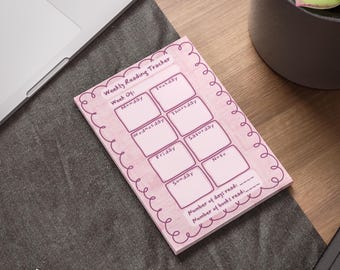 Weekly Reading Tracker Note Pad, Cute Reading Planner, Gift for Book Lovers, Study Supplies, Journal Accessory, Perfect for Reading Journals