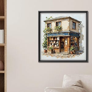 Charming Bookstore Matte Square Poster, Vibrant Wall Art Decor, Literary Gifts, Home Office Decor, Home Library Decor, Cozy Book Nook Prints