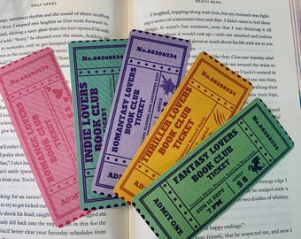 Genre Ticket Bookmarks | Romance, Fantasy, Suspense and More | Colorful Movie-Style Bookmark Set for Book Lovers | Indie & Romantasy Themes