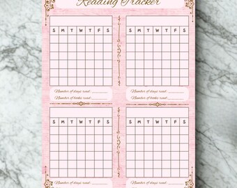 Pink Vintage Monthly Reading Tracker Notepads | Book Lover Gift, Reading Journal, Organized Reading Log, Cute Stationery, Bookish Gift