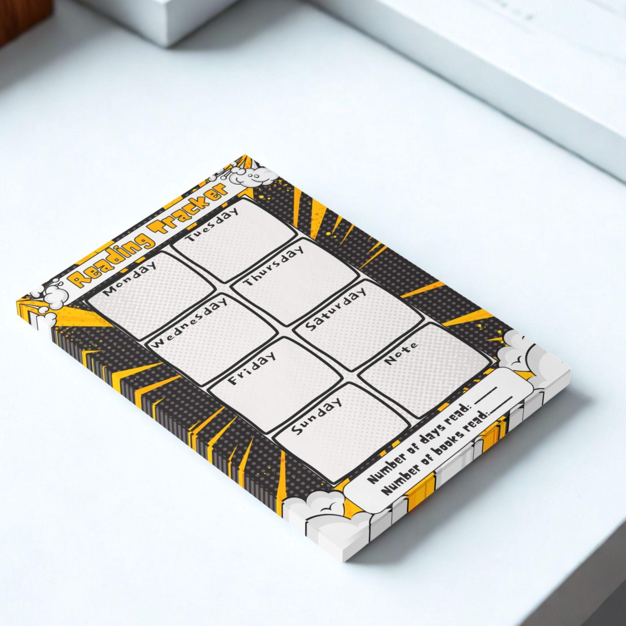 Pop Art Themed Weekly Reading Tracker Sticky Note Pads, Bookish Organizer, Reading Journal Stationary, Gift for Students, Book Lover Post-it