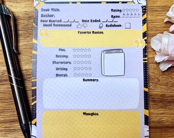 Pop Art Buchbesprechung Notizblöcke, niedliches Briefpapier, Lesejournal, Geschenk für Buchliebhaber, Lehrerbedarf, Buchclub Notizen, Leserjournal