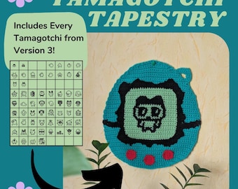 Tamagotchi Crochet Applique Tapestry Pattern, Retro Toy Pet (PDF Pattern)