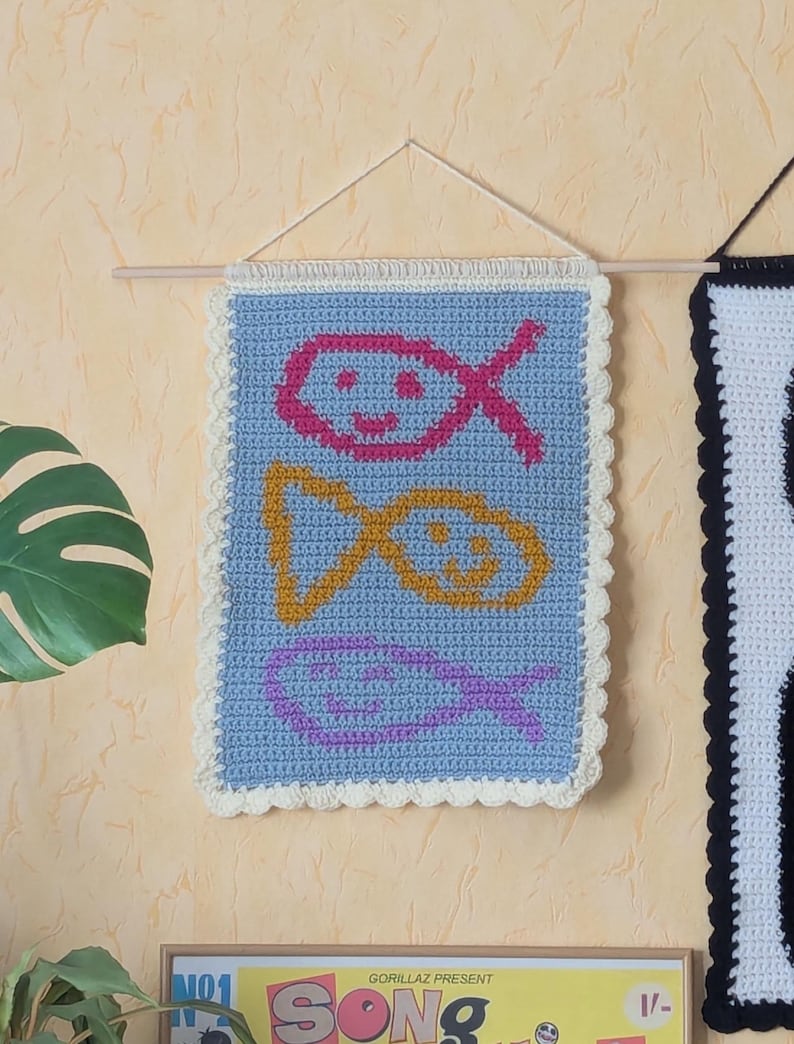Happy Fishies Crochet Tapestry Pattern PDF Easy Wall Hanging Summer ...