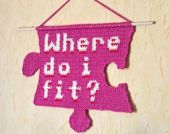 Puzzle Quote Crochet Tapestry Pattern: Jigsaw Applique Wall Hanging (PDF Pattern)