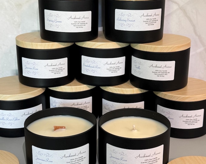 Hand Poured Soy Wax Candle: Essential Oils, Aromatherapy, Non-Toxic Burn (6oz) New Fall Scents