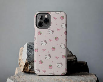 Kawaii Kitty Strawberry Phone Case | Glossy, Protective Shell