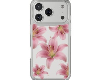 Pink Lily Floral Clear Case | Phone Case