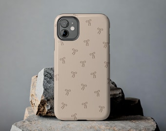 Beige Bow Pattern Phone Case | Minimalist iPhone 17 Series