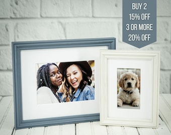 Katelyn Picture Frame - Handmade Frame with Mat - Choose Your Size & Color Frame - White Mat Included