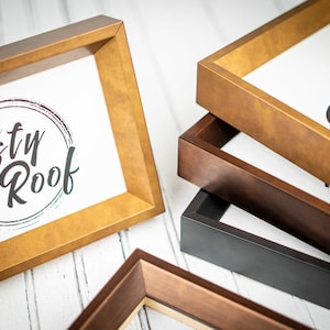 Narrow Slope Picture Frame - Choose Your Size and Finish - Sleek, Contemporary Design - Bronze Frame - Black & Gold - Perfect for Any Space