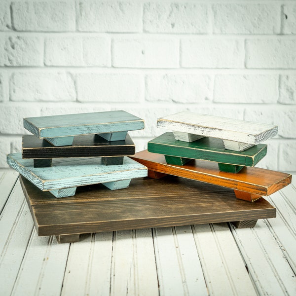 Weathered Wooden Pedestal - Choose Your Size & Finish - Wood Tray - Trivet Riser - Rustic Wooden Tray - Farmhouse - Handmade Home Decor