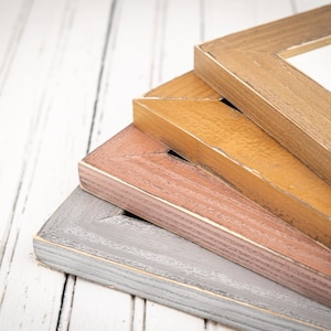 Metallic Weathered Everly - Aged Gold Frame - Silver & Rose Gold Wooden Frame - Handcrafted Weathered Frames - Choose Your Size and Color