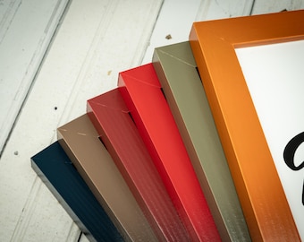 Classic Emily Solid Wood Picture Frame, Narrow Modern Minimalist Design, Custom Sizes Available, Bold Colors
