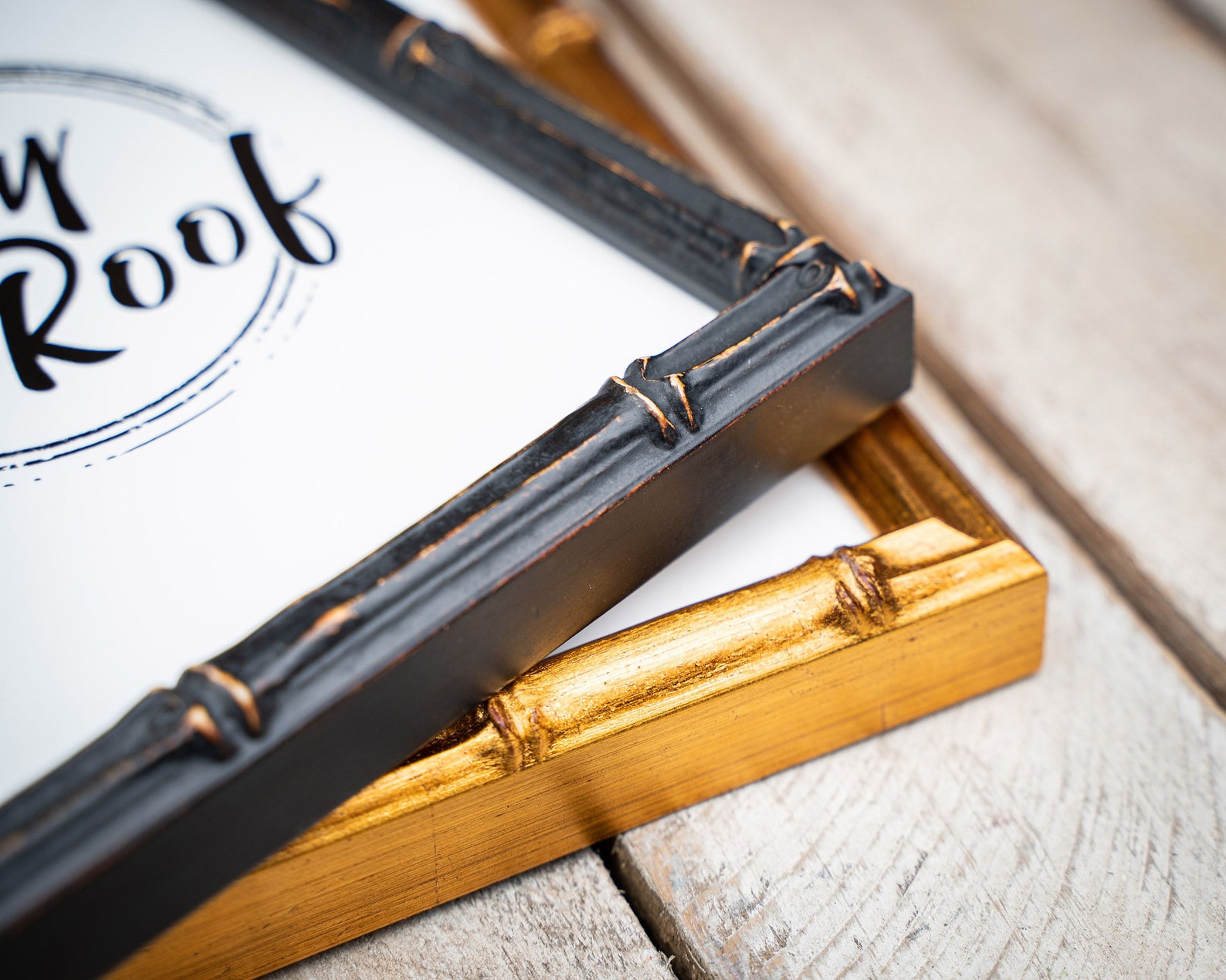 Bamboo Picture Frame Gold Bamboo Aged Black Bamboo 8x10 Etsy