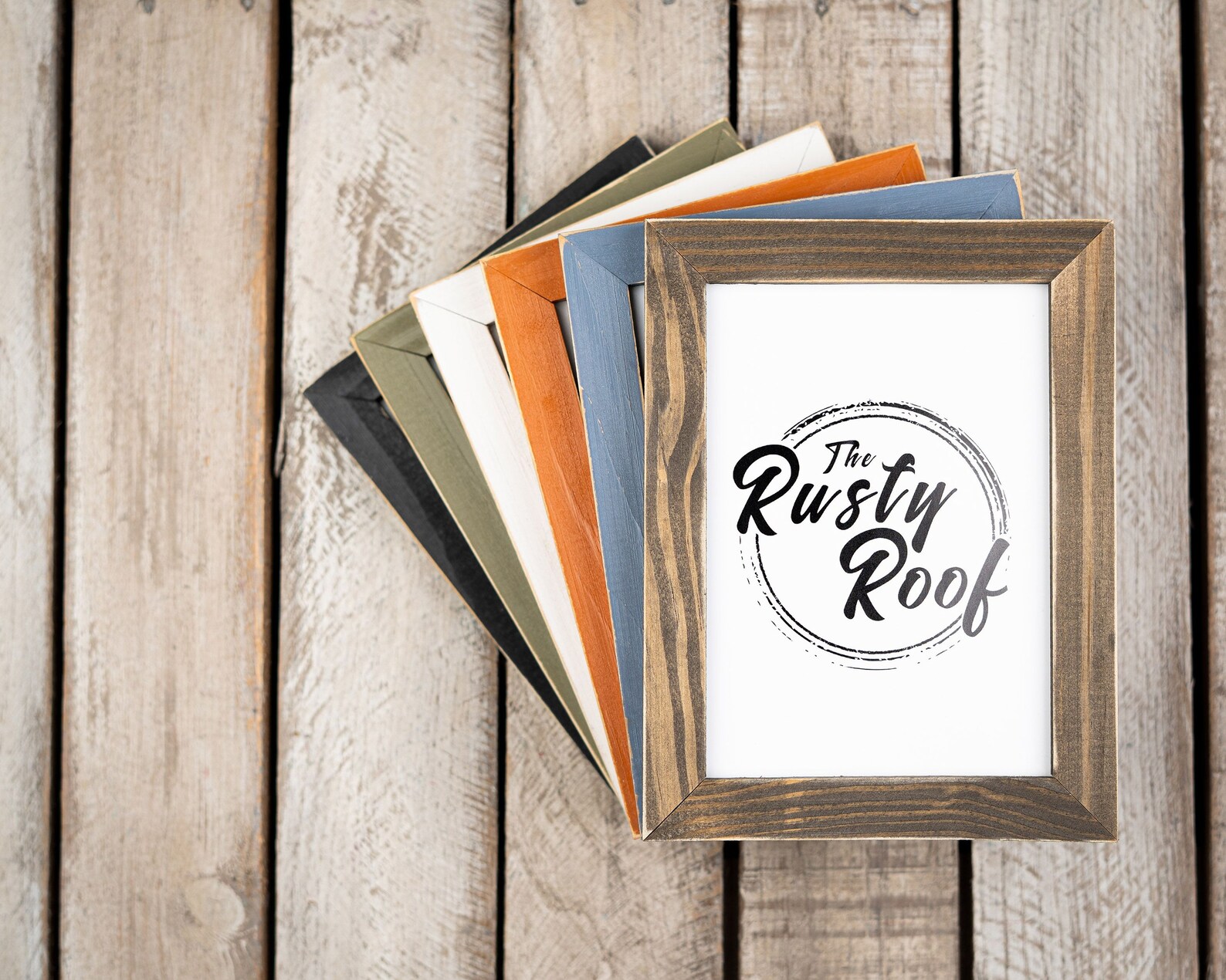 Distressed Emily Solid Wood Picture Frame – White, Hanging Display, Clear Glass – Made In USA