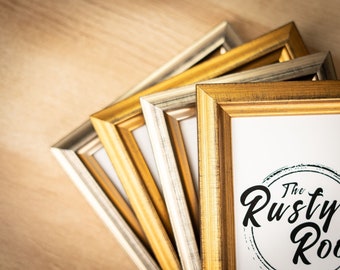 Beveled Brushed Gold Frame, Brushed Silver Picture Frame, Contemporary Frame, Photo Frame, Wood, Transitional Style Frame, Beveled Brushed