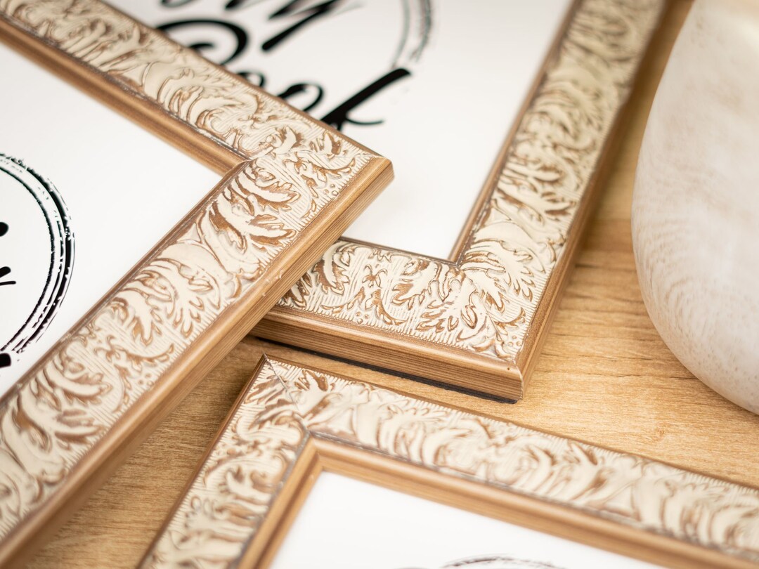 Ornate Whitewash Frame, Elegant Wedding Photo Frame, Handmade Gifts