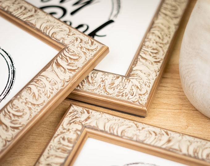 Ornate Whitewash Frame, Elegant Wedding Photo Frame, Handmade Gifts, Ornate Whitewash Picture