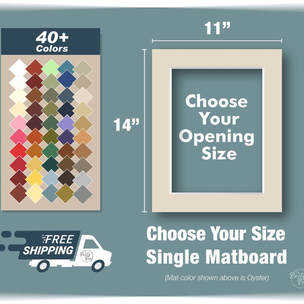 Premium Matboard - Variety of Colors and Sizes - Choose Your Opening Size and Color! Custom Sizes, Openings for your Art and Photos