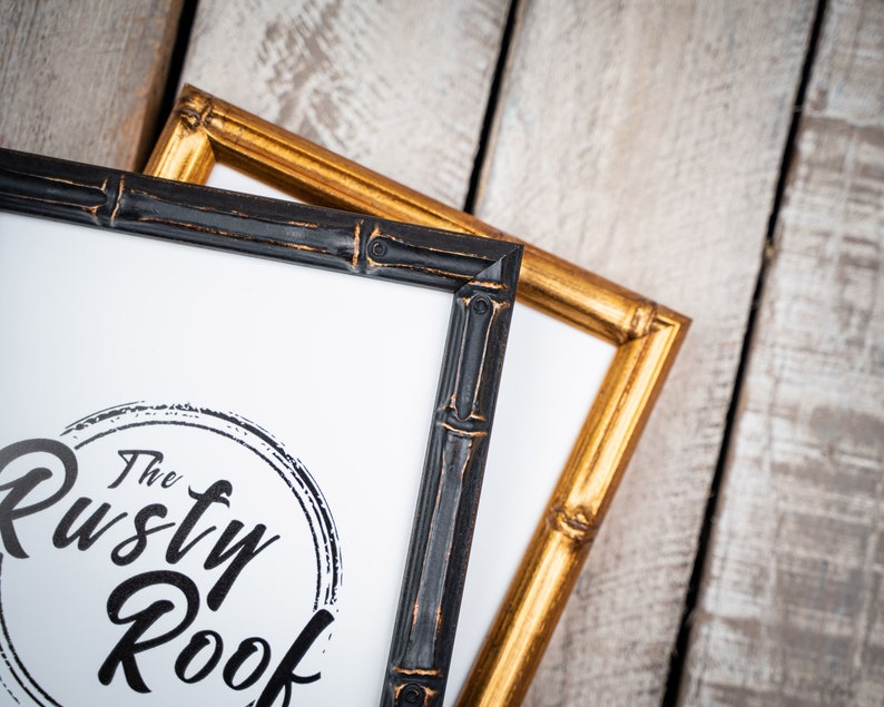 Bamboo Picture Frame Gold Bamboo Aged Black Bamboo 8x10 Etsy