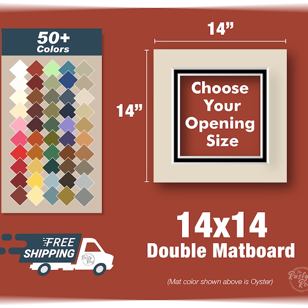 14x14 Premium Double Matboard - Variety of Colors and Sizes - Choose Your Size and Color! Custom Sizes, Openings for your Art and Photos