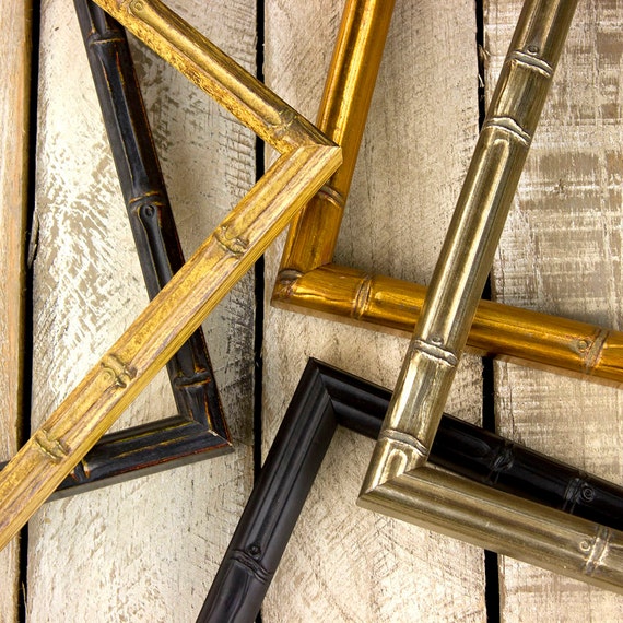 Bamboo Picture Frame Gold Black Aged Image 0
