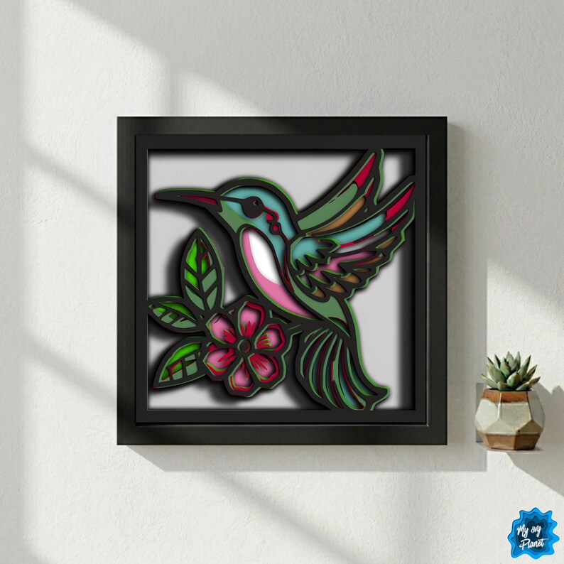 Hummingbird Shadow Box SVG, Layered Bird Papercut SVG, Floral 3D Light ...