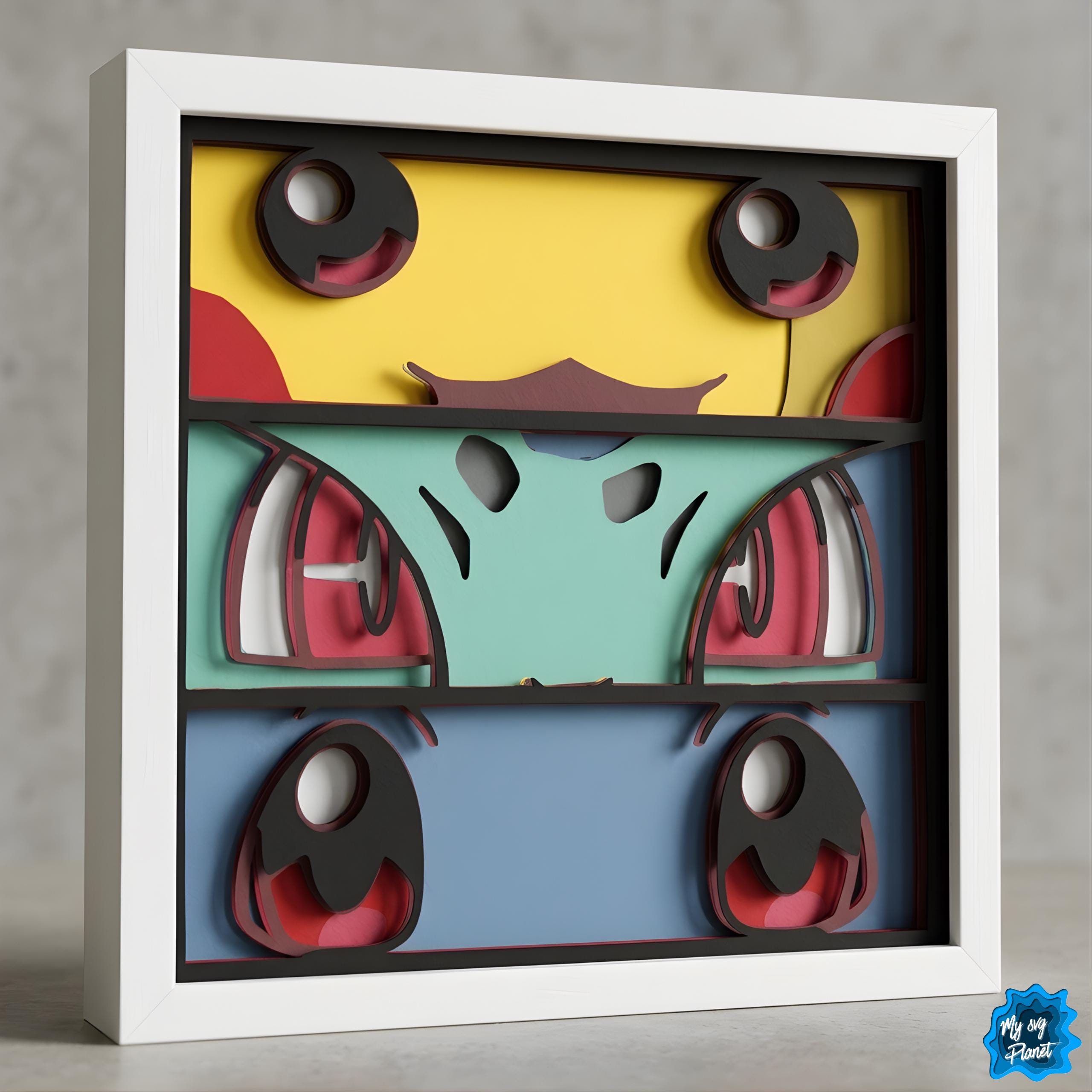 Shutterbox Anime Cute Anime Creatures 3D Shadow Box SVG, Kawaii Animal Layered Papercut ...