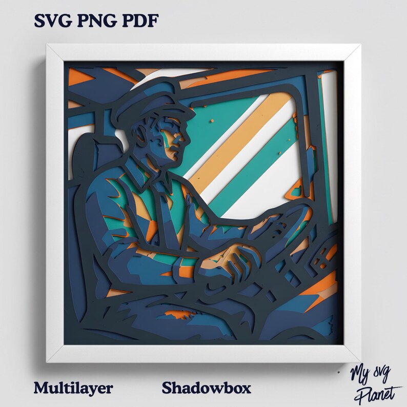 Retro Bus/truck Driver Shadow Box SVG – Layered Papercut Design - Etsy